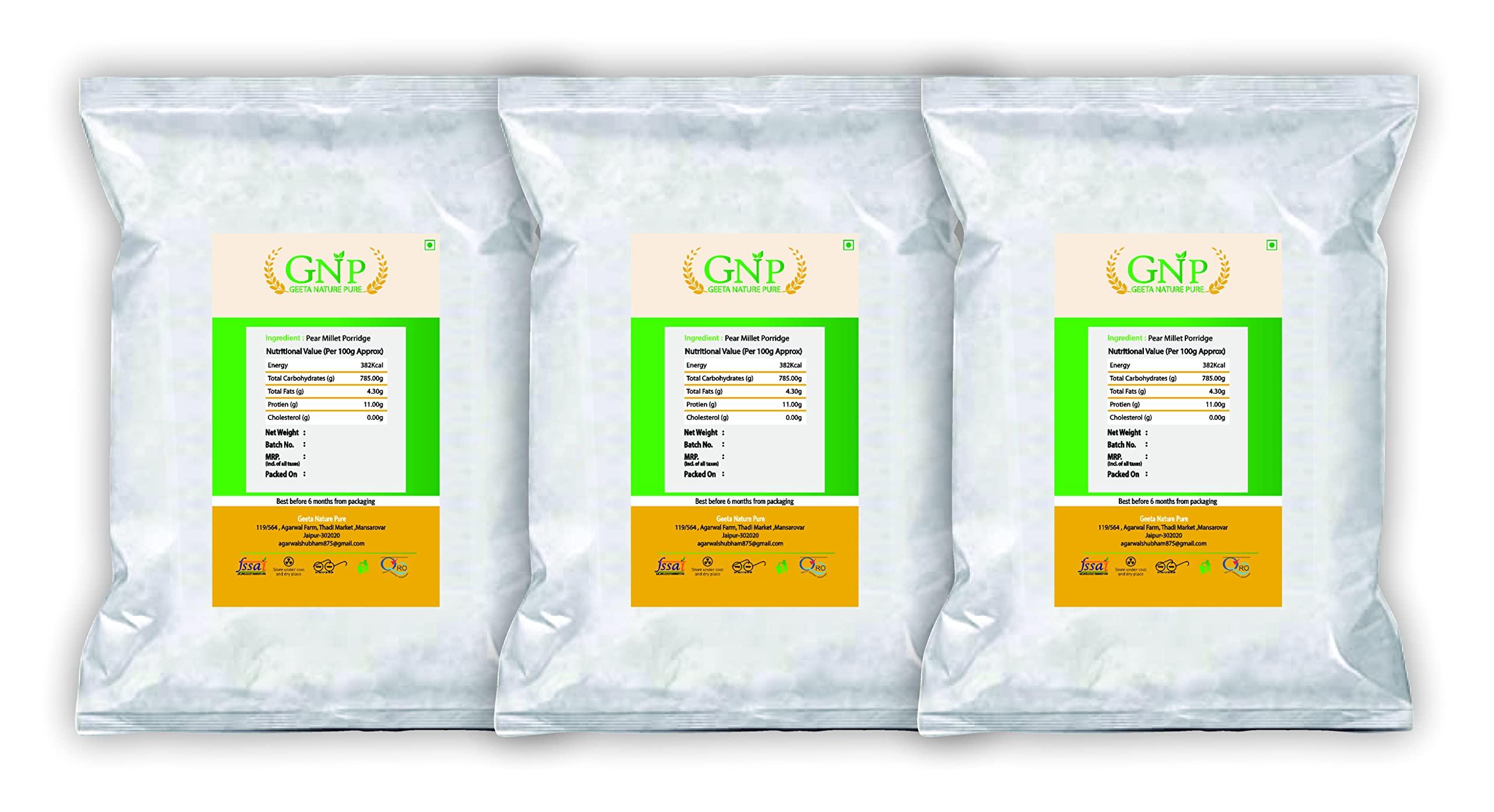 GEETA NATURE PURE Geeta Nature Pure Bajra Daliya/Pearl Millet Porridge (Healty Grains, Gluten free, immunity builder Dalia) (Pack of 3) (1 kg)