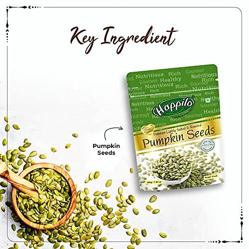 Happilo Happilo Premium Pumpkin Seeds - Roasted, Lightly Salted Pouch, 200 g & Premium Roasted & Salted Sunflower Seeds (No Shells) 250g