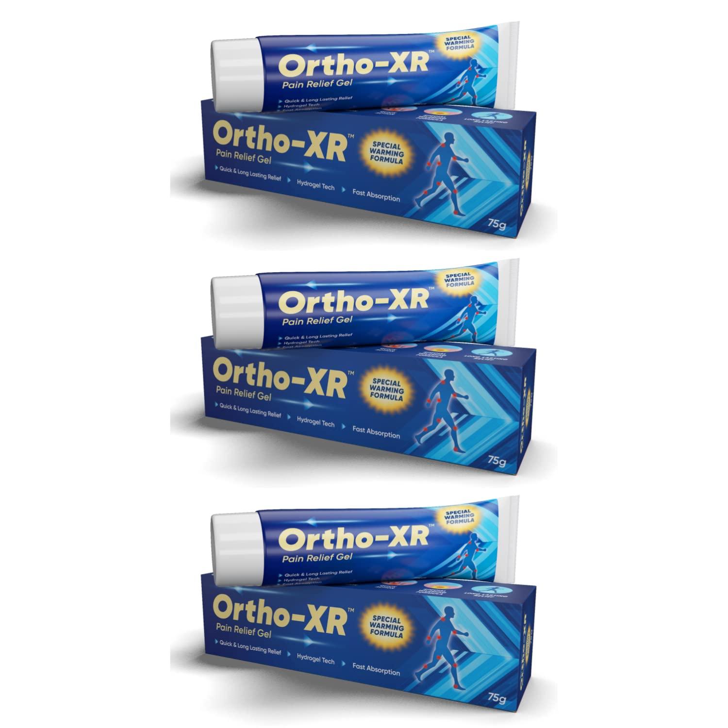 ORTHO-XR Ortho-XR Pain Relief Gel Ointment 75gms (Pack of 3) with Special Warming Formula For Quick & Long Relief, Product For Legs, Body, Back, Joint, Shoulder, Arthritis, Knee & Ankle Pain For Men & Women