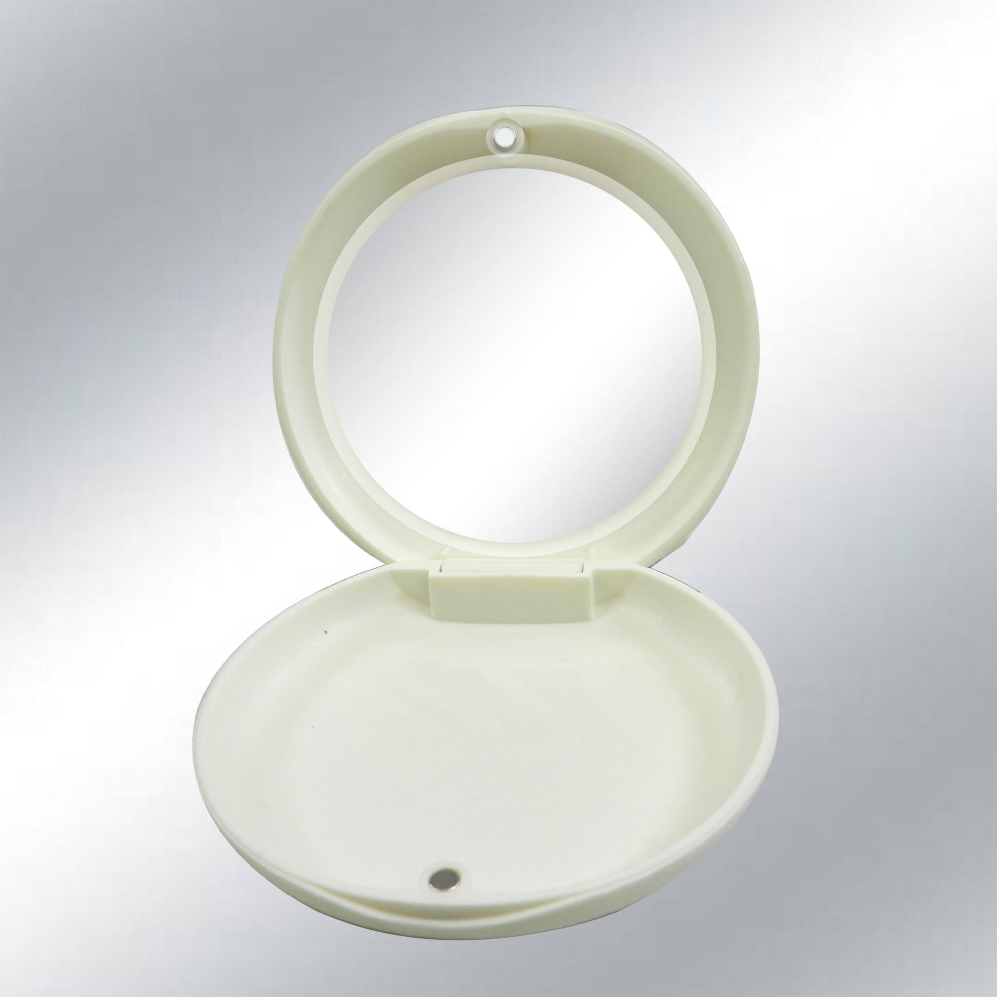 Dentosmile Dentosmile Aligner Case with Mirror - Compatible with Invisalign, Smile Direct, and Other Aligners, Retainers, and Mouth Guards in Off White Color (1)