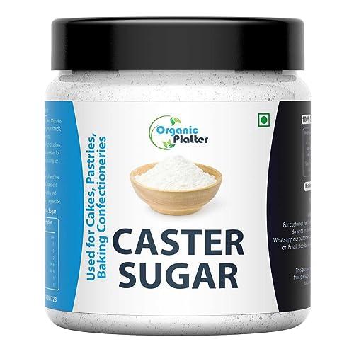 Organic Platter Castor Sugar|Desi Shakkar Bura|Caster Sugar|Pissi Khand|Chini Powder for Baking|White Sugar Bura|Desserts Sugar|Sulphurless Sugar|Chini Powder for Baking-Jar (500g)