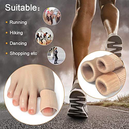 DYKOOK Cuttable Toe Tubes Sleeves 5 Pack, Made of Elastic Fabric Lined with Silicone Gel. Toe Sleeve Protectors Relief Toe Pressure Pain, Corn and Calluses Remover