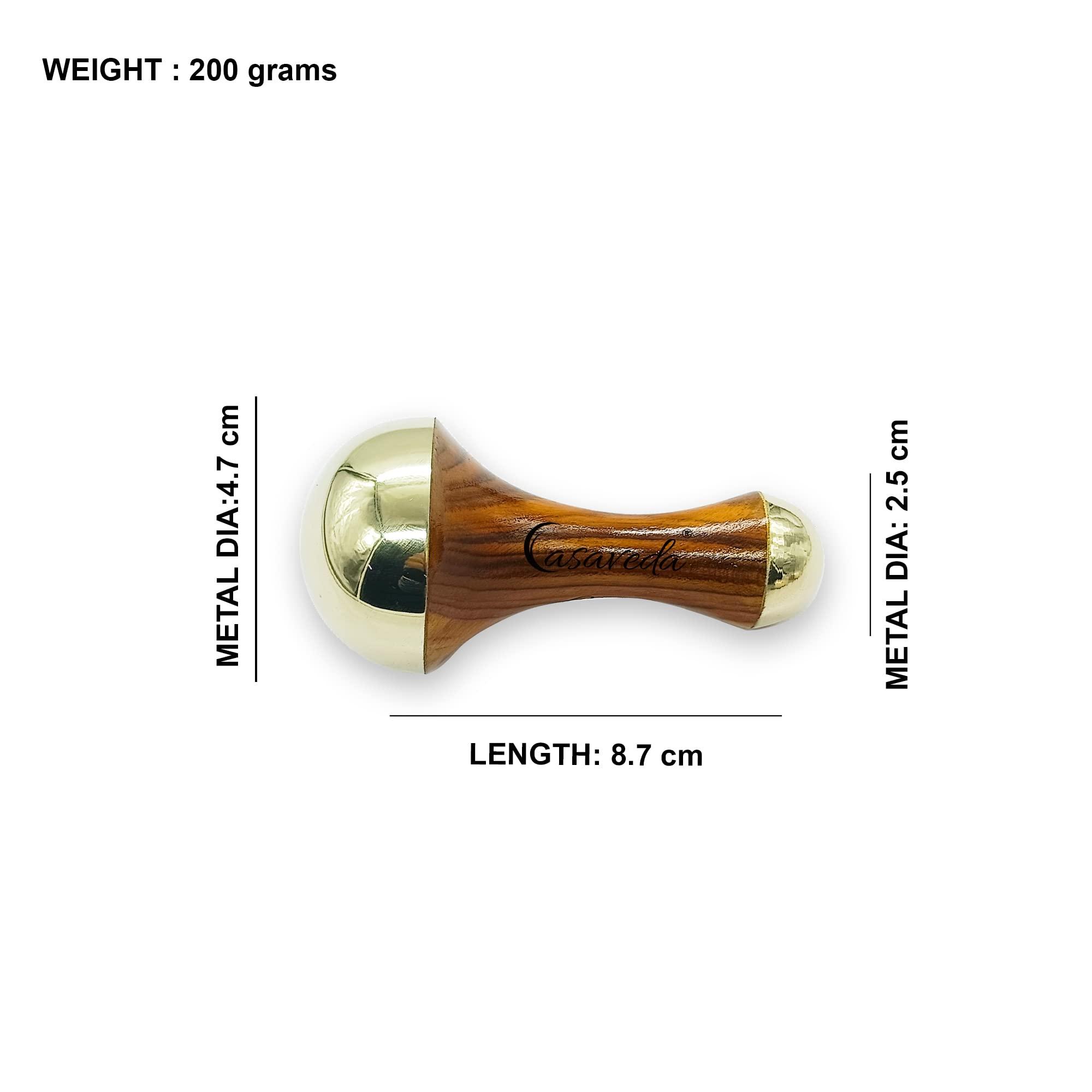 Casaveda Casaveda Face & Acupressure Double Sided Kansa Wand Iastem Tool Massager With Teak Wood Handle For Detoxification And Deep Relaxation (Natural Brown, Small)