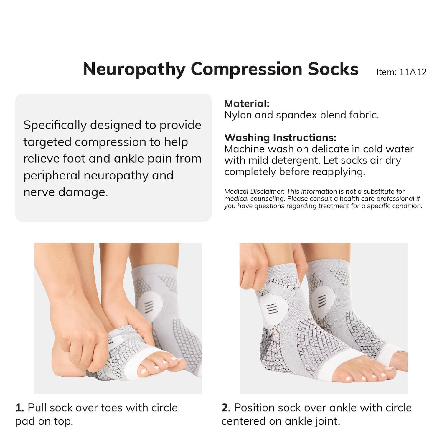 Ketsicart Neuropathy Socks (Pair) - Neuritis Compression Diabetic Toeless Foot Sleeves for Nerve Damage Pain in Feet, Ankle Gout, Plantar Fasciitis Relief Brace for Men and Women (Light Blue-M)