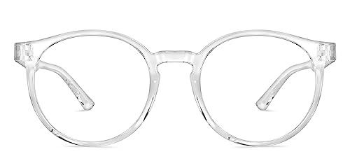 LENSKART BLU LENSKART BLU | Zero Power Blue Cut Computer Glasses | Anti Glare, Lightweight & Blocks Harmful Rays | UV Protection Specs | Transparent | Men & Women | Medium | LB E14453