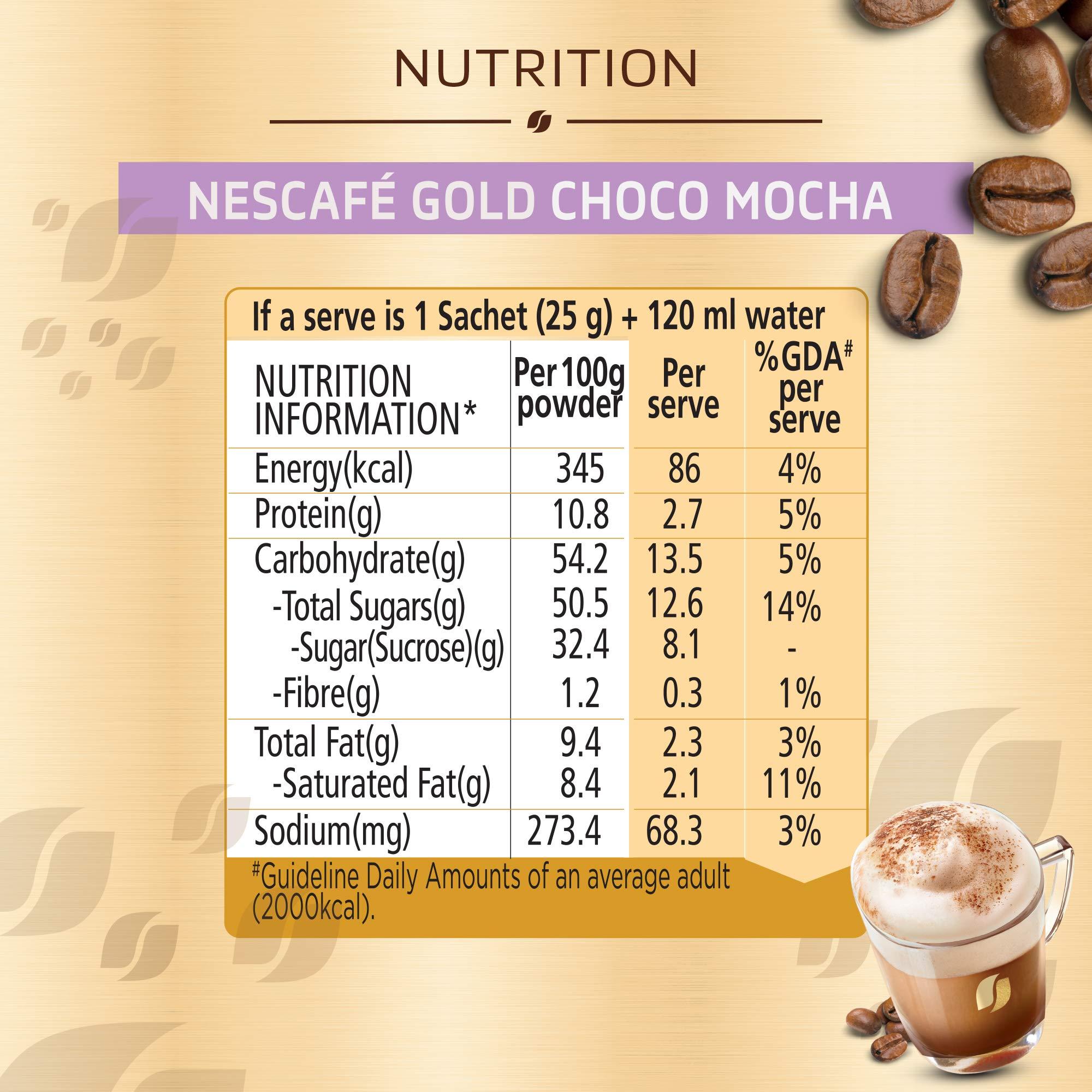 Nescafé Gold NESCAFE Gold Choco Mocha| Frothy Delicious Coffee| Instant Coffee Premix Powder  Just add hot water | Cafe like Coffee at home | 250g Box (10 Sachets X 25 Gram)
