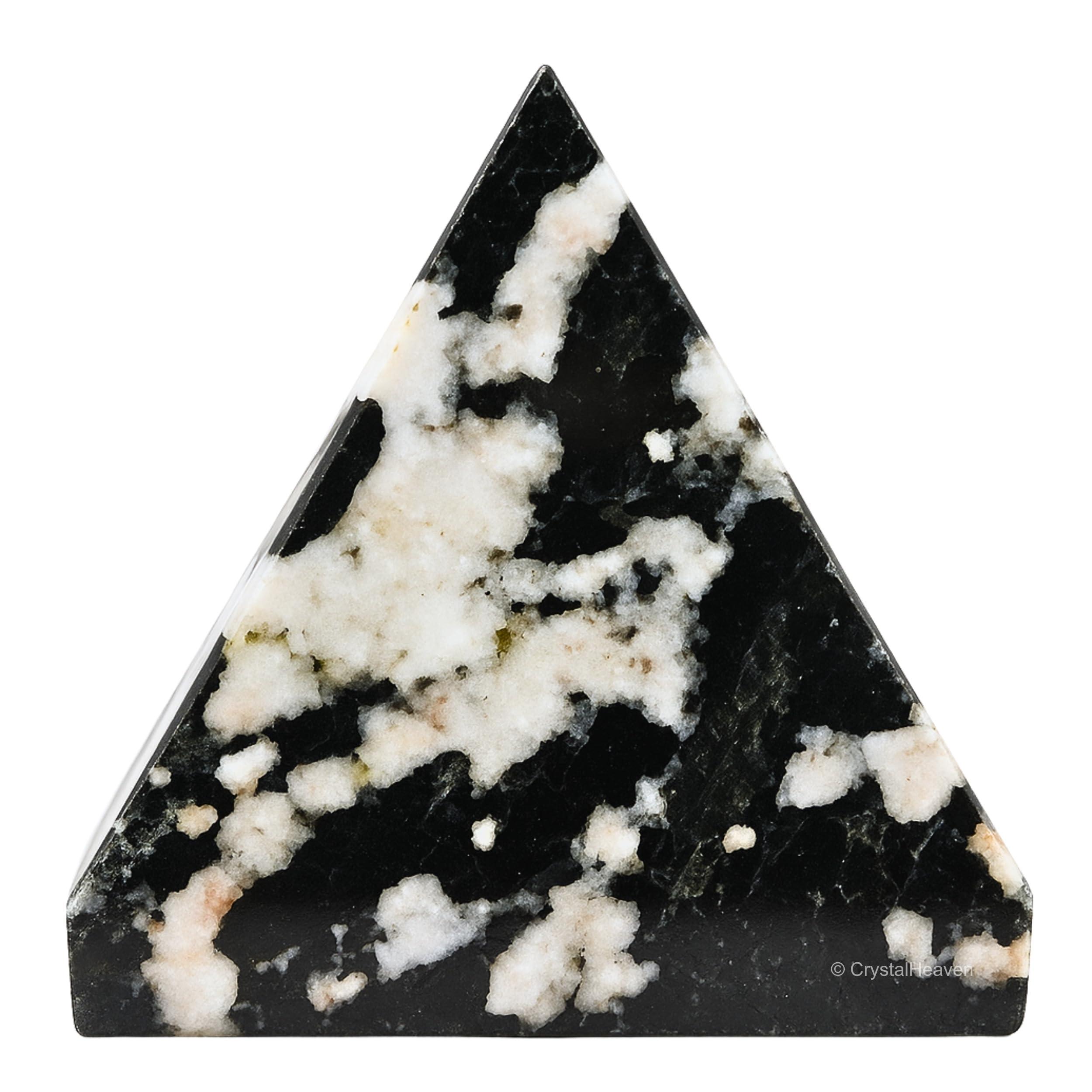 Crystal Heaven Certified Black and white Tourmaline Pyramid - 1\" Inch Crystal Pyramid for Positive Energy, Vastu, Reiki and Chakra Healing
