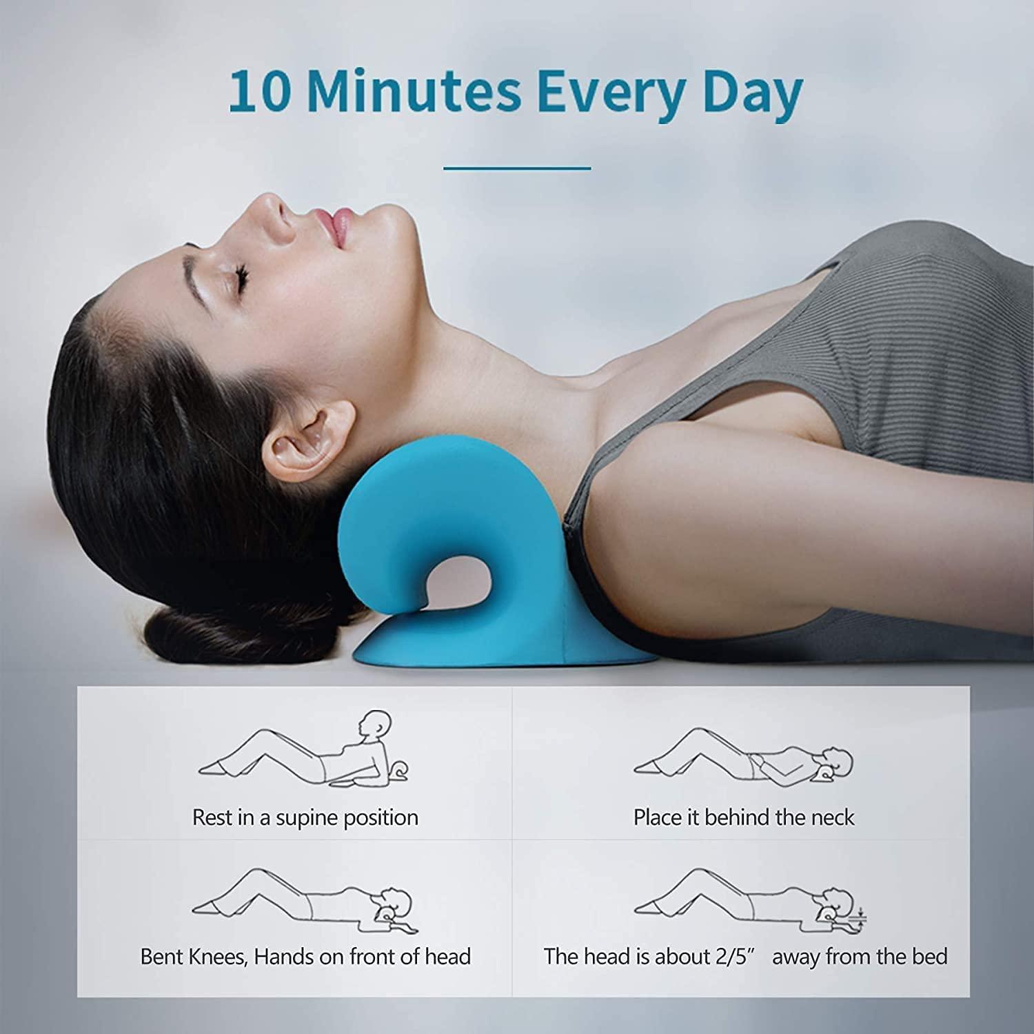 ORANCLE CARE ORANCLE CARE Neck Relaxer for Neck Pain Relief, Neck & Shoulder Relaxer Cervical Neck Traction Device Pillow for Pain Relief, Muscle Relax, Cervical Spine Alignment Acupressure Chiropractic (Sky Blue)