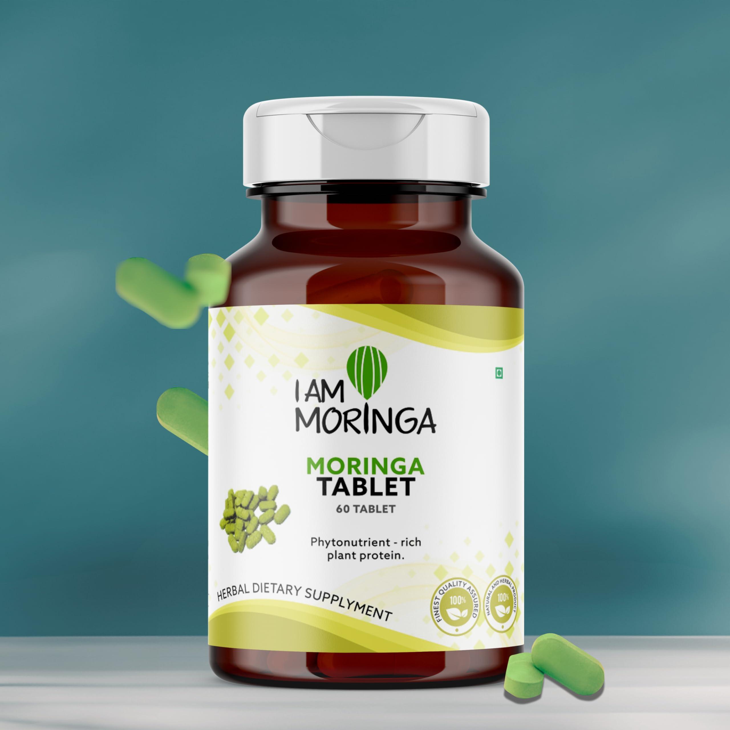 I Am Moringa I am Moringa 100% Pure Moringa Tablets 60 Tabs Rich in Nutrients & Antioxidants Non-GMO, Gluten-Free Convenient Superfood Supplement