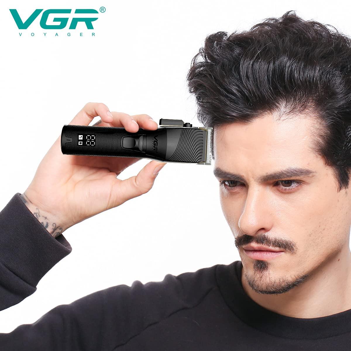 VGR VGR V-280 Digital Display Professional Taper Lever Cordless Hair Clippers Cutter Rechargeable Wireless Hair Grooming Trimmers Set, Rechargeable Li-ion Battery 2500mAh 300 minutes Runtime - Black
