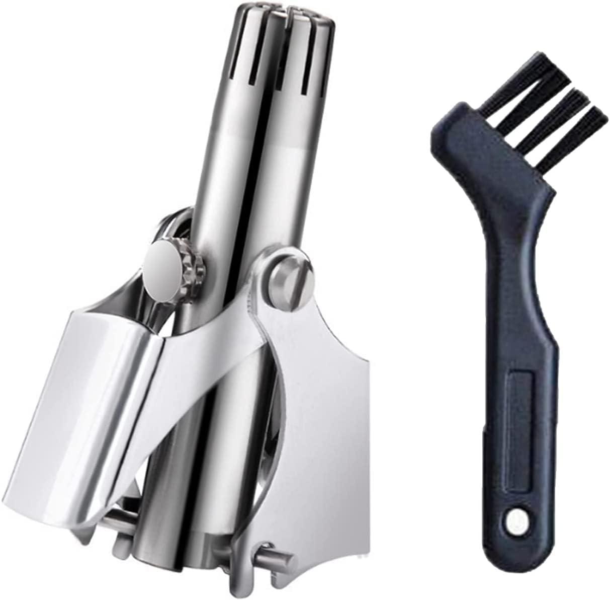 SHOPOGENIX SHOPOGENIX Nose Hair Trimmer Manual for Men Women Stainless Steel, Painless Professional Rotary Hair Trimming, No Battery, Washable, Nose Ear Hair Cutter with Brush.