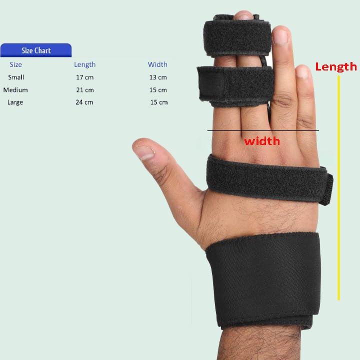 GoodsHealthShop GoodsHealthShop 2 Finger Splint Trigger Finger Splint Adjustable Full Hand and Wrist Brace Support, Metal Straightening Immobilizer Treatment for Sprains, Mallet Injury, Arthritis (Small)