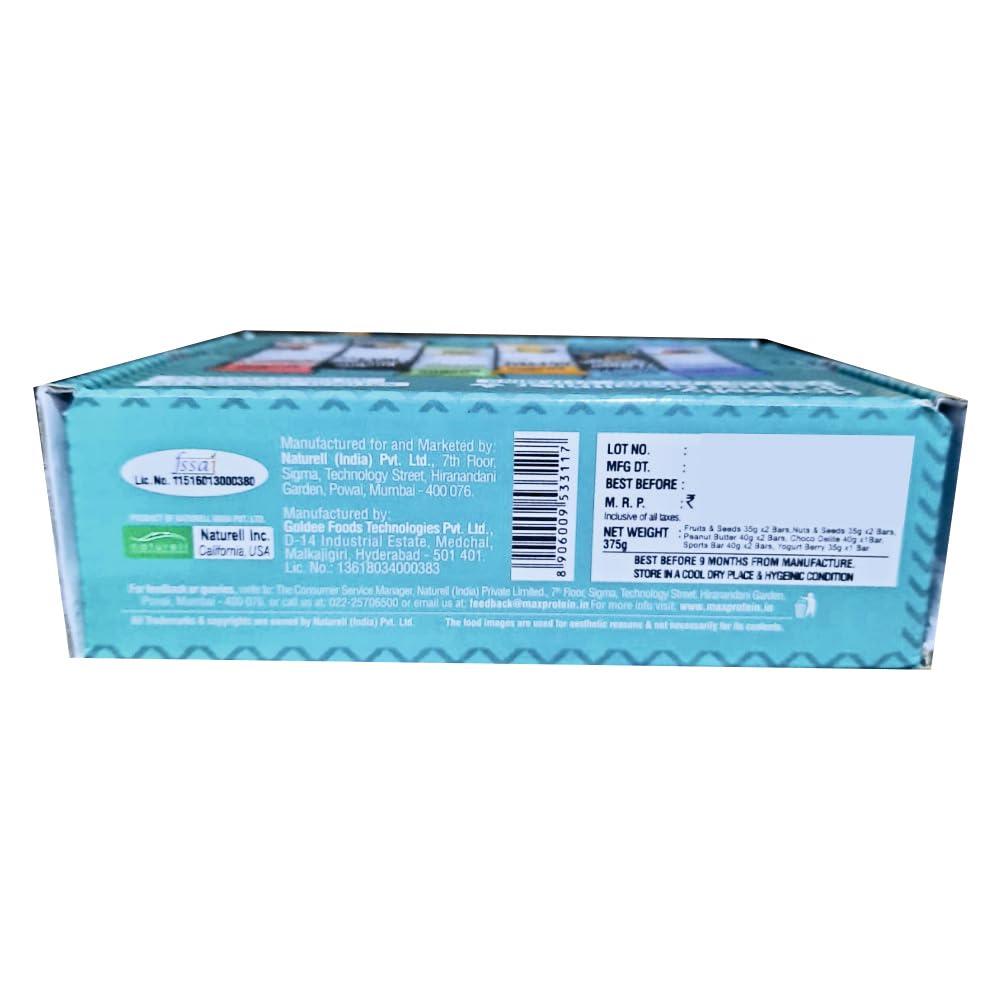 RiteBite Max Protein RiteBite Max Protein Assorted (Fruits & Seeds, Sports Bar, Peanut Butter, Nuts & Seeds, Choco Delite, Yogurt Berry) Nutrition Bar with Quinoa Oats | No Cholesterol & Trans Fat Snack Bar, 35g (Pack of 10)