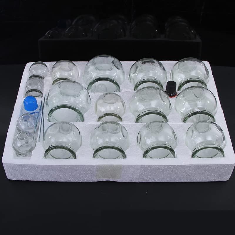 Generic ACM Acupuncture Hijama Fire Glass Cups Set of 16 Pieces for Fire Cupping Therapy