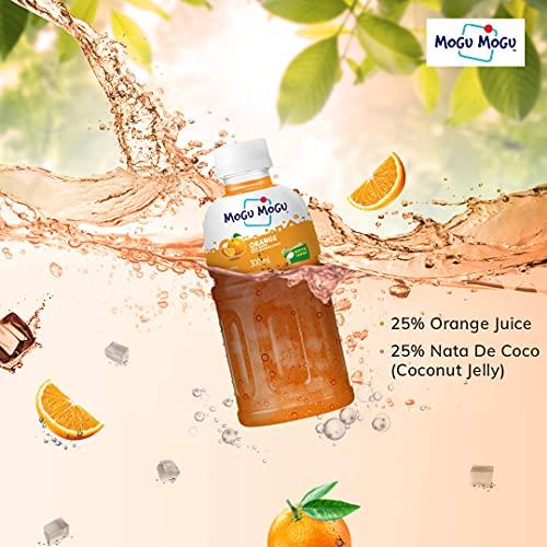Mogu Mogu Mogu Mogu Orange and Lychee Juice 25% with NATA De Coco | Energy Booster Drink | Full of Fruit Fibres | No Added Preservatives and Colours - (Pack of 6, 300ml each)