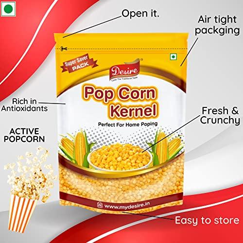 Desire Desire Popcorn Kernel Seeds 5 Kg | Big Size Gourmet Pop Corn Kernels Imported | High Expansion, A Grade Makkai Popcorn