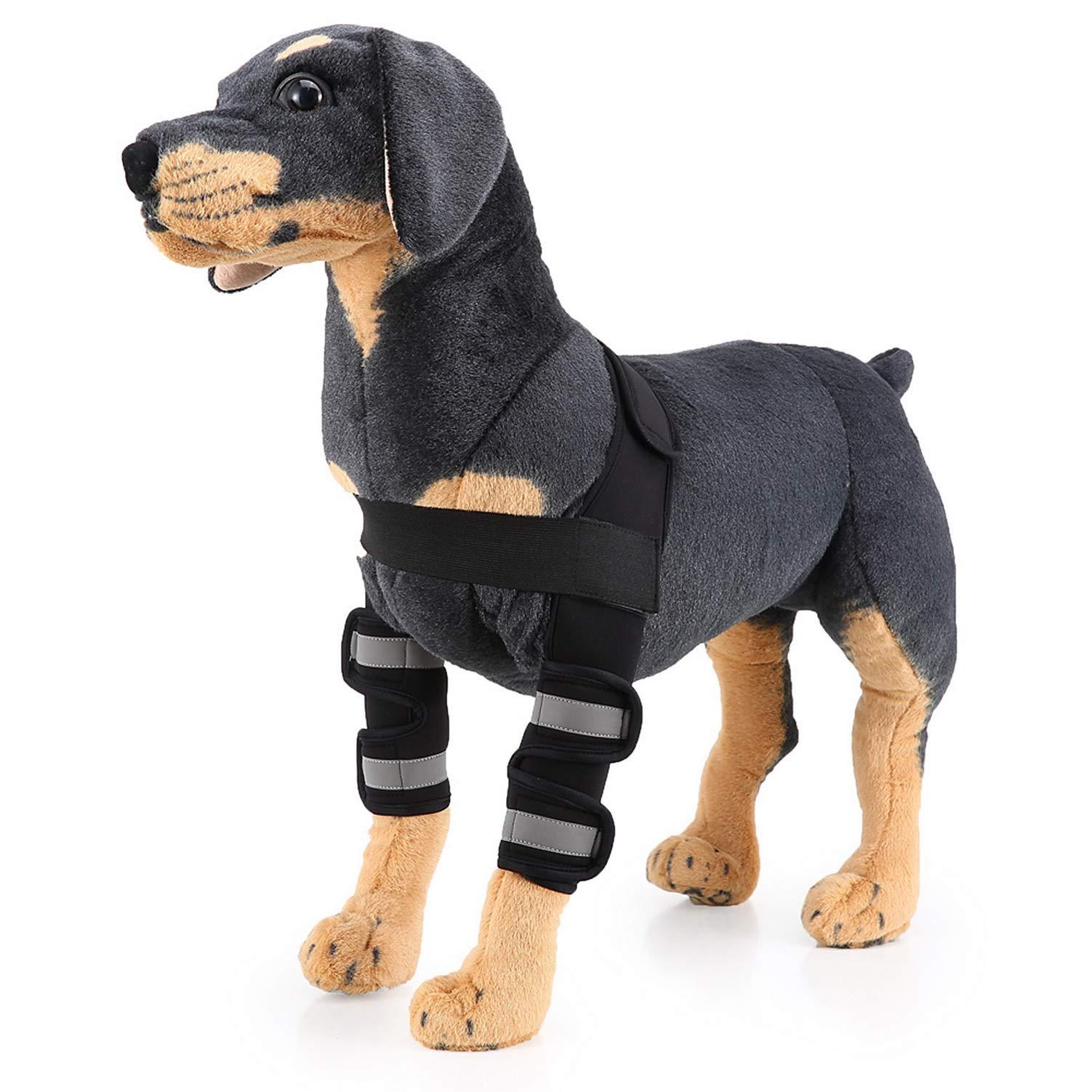 SELMAI SELMAI Reflective Dog Shoulder Brace Front Leg Brace Canine Elbow Protector Extra Supportive Joint Wrap Arthritis Loss of Stability Helps Wounds Healing Prevents Injuries Sprains Black S
