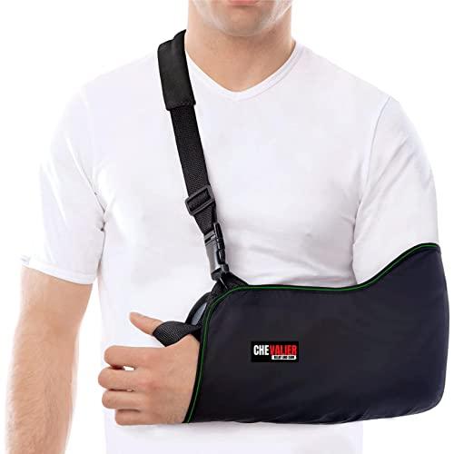 CHEVALIER CHEVALIER Arm Sling Pouch Belt, Arm Brace Immobilizer with Elbow Support for Left/Right Hand Fracture, Sprain, Dislocation, and Pain Relief (XL, Black)