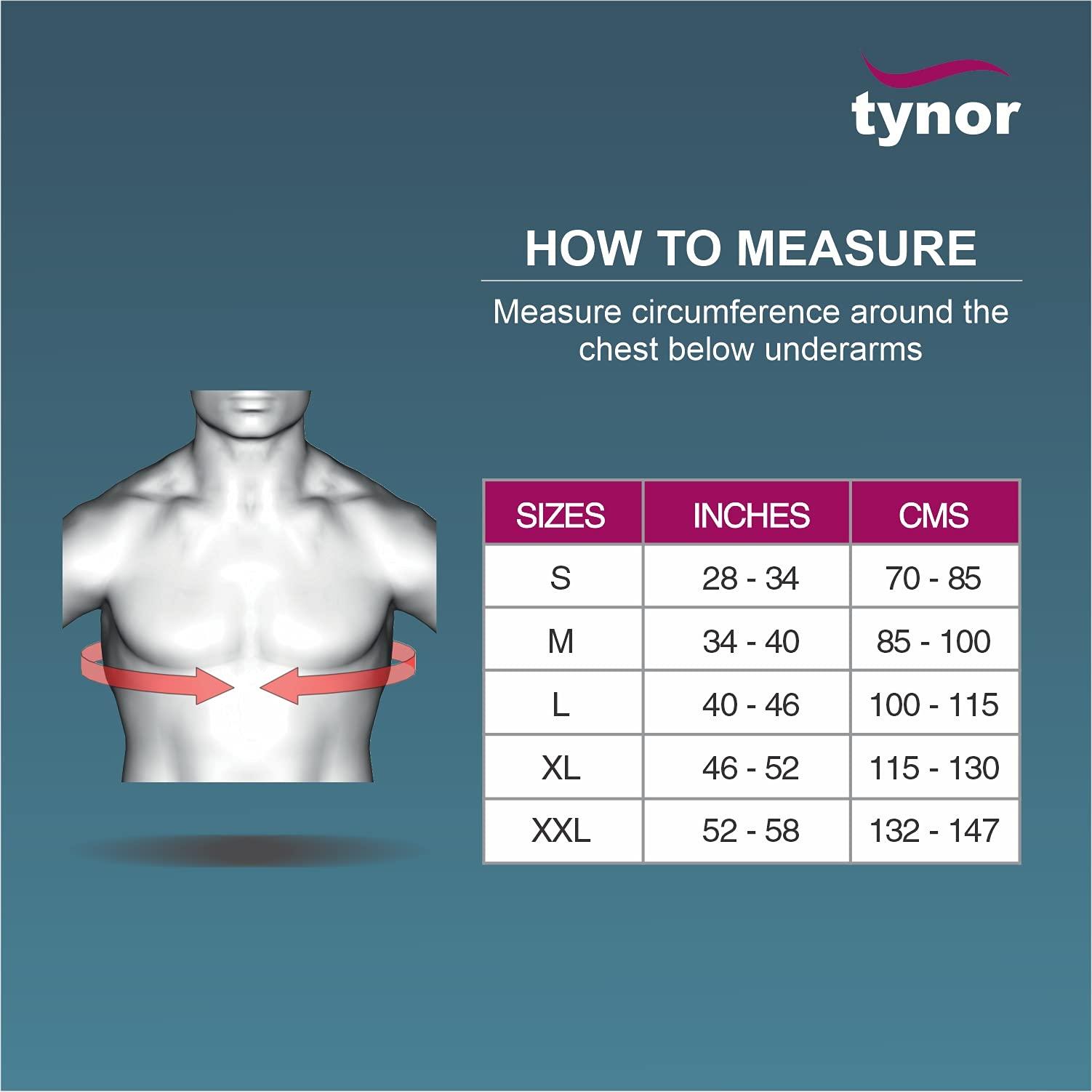 TYNOR Tynor Chest Binder, for Post-Surgery Recovery | Breathable Compression Support for Chest Support and Rib Injuries | Brace for Men & Women, Pack of 1 (Grey, XXL)