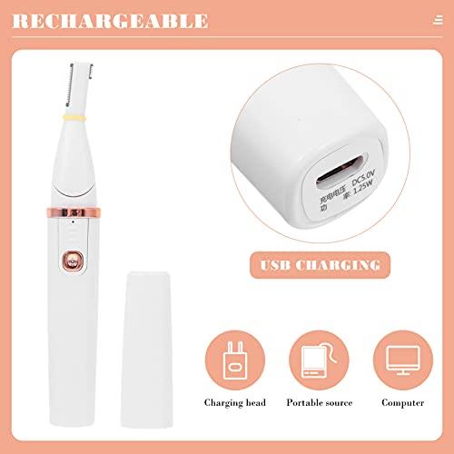 Beaupretty Beaupretty Eyebrow Precision Trimmer, USB Electric Painless Eyebrow Razor for Face Body Lady Men Makeup Shaver (White)