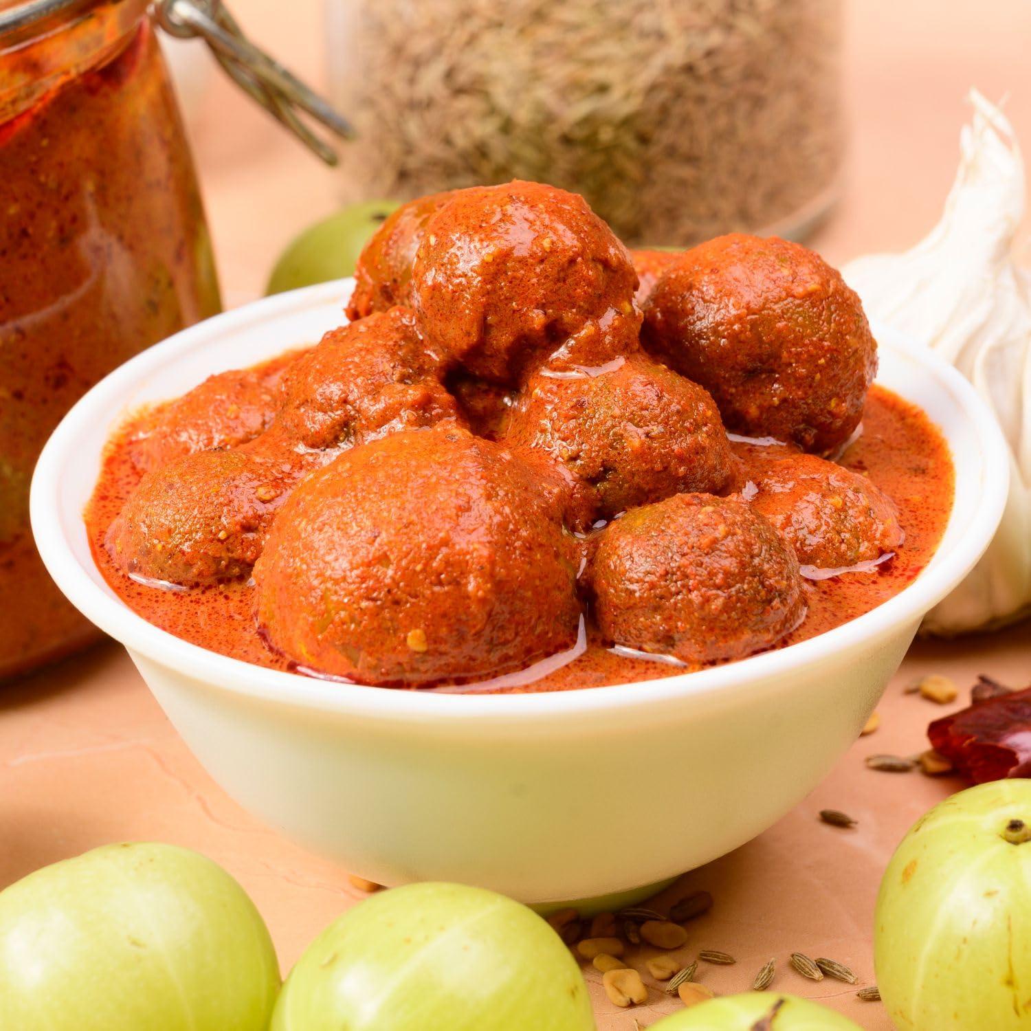 Priya Priya Amla Pickle With Garlic,300G-Authentic Telugu Style Amla Achar|Traditional South Indian Taste|Homemade Andhra Pickles|Tangy Taste|With Amla Berries,Tamarind Paste&Mixed Spices|Glass Jar