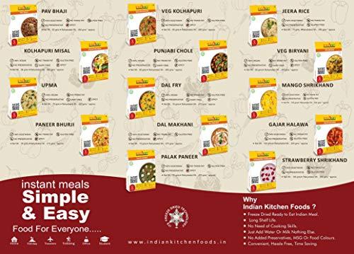 Indian Kitchen Foods Indian Kitchen Foods Freeze Dried Gluten-Free Ready to Eat Food | Instant Vegetarian Meal - Dal Rice Combo (2xJeera Rice, Dal Fry and Dal Makhani), Pack of 4