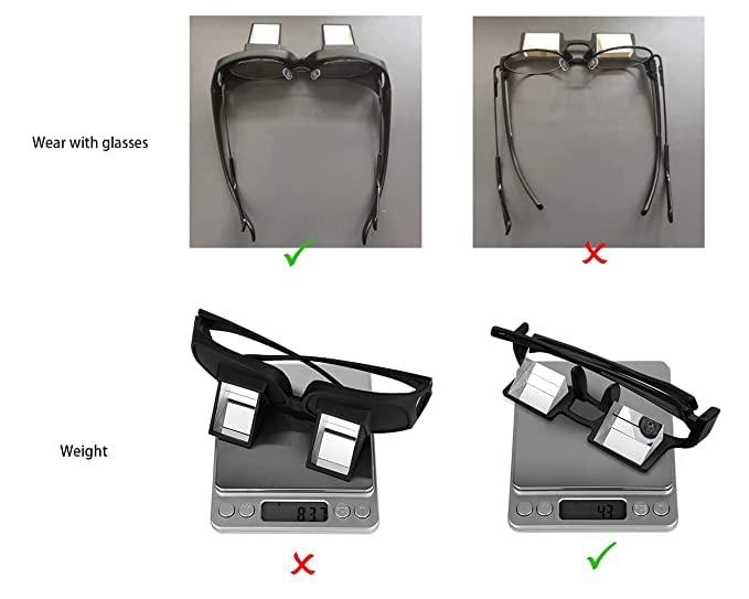 BIGXEN BIGXEN (Pack Of 1 Lazy Prism Eye Glasses Lying Down Bed Horizontal Watching TV Reading Spectacles Horizontal Glasses - Black