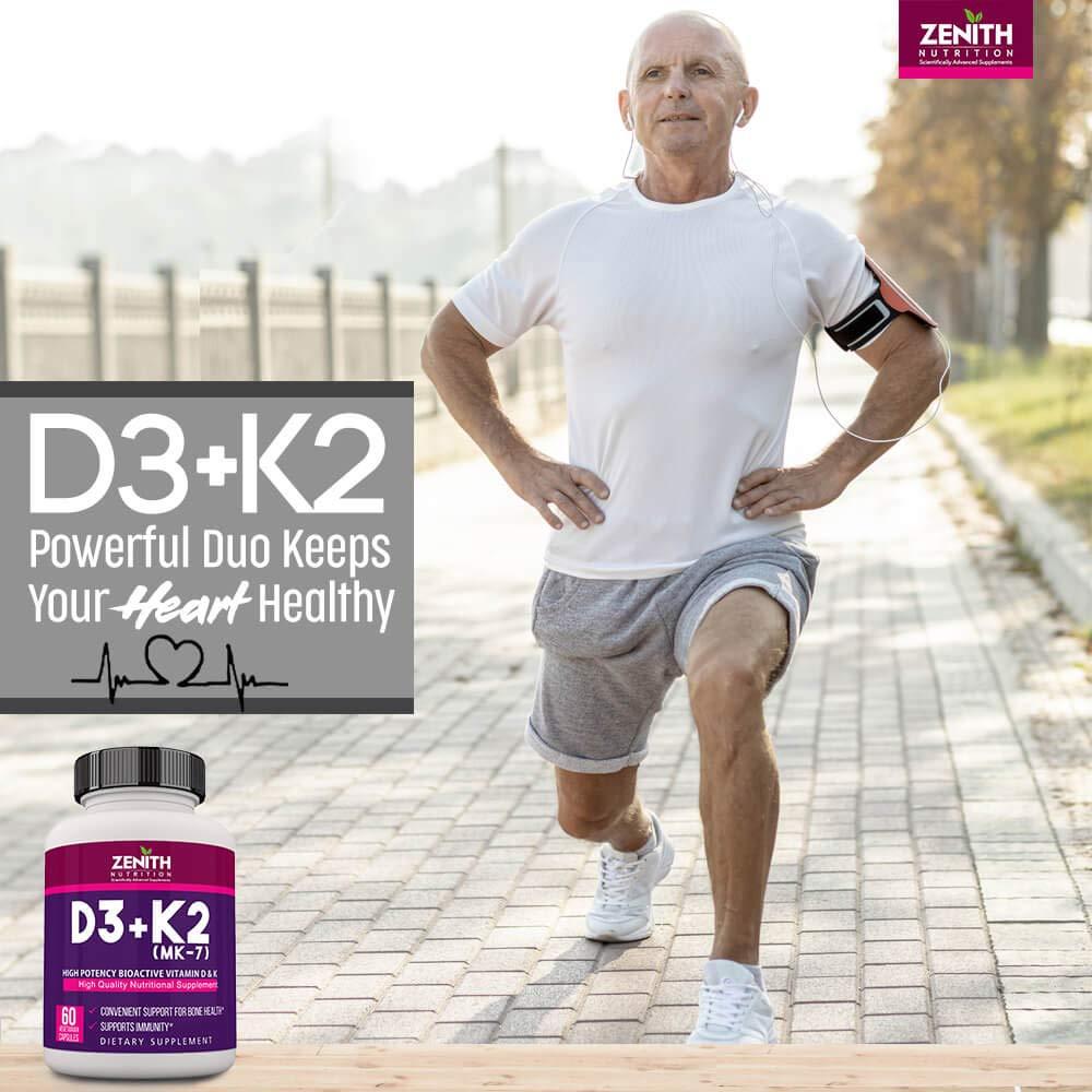 Zenith Nutrition Zenith Nutrition Vitamin D3 & K2 60 Veg caps | Bone Health | Boosts Immunity