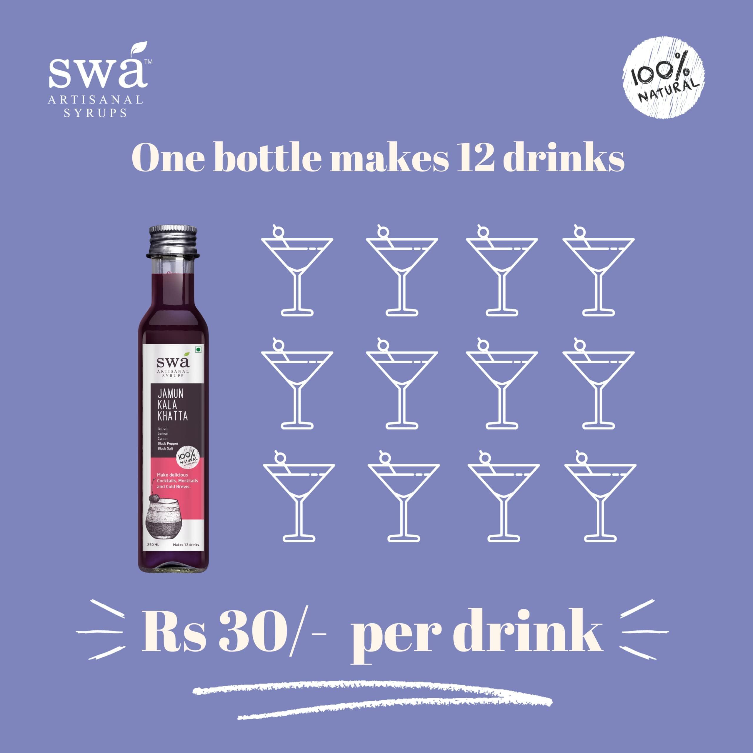 Swa Artisanal Syrups Swa Artisanal Syrups - Kokam Cumin, 100% Natural, Pack of 2, Makes 24-30 Drinks, Syrup for Cocktails / Mocktails / Craft Coffees (250ml x 2)