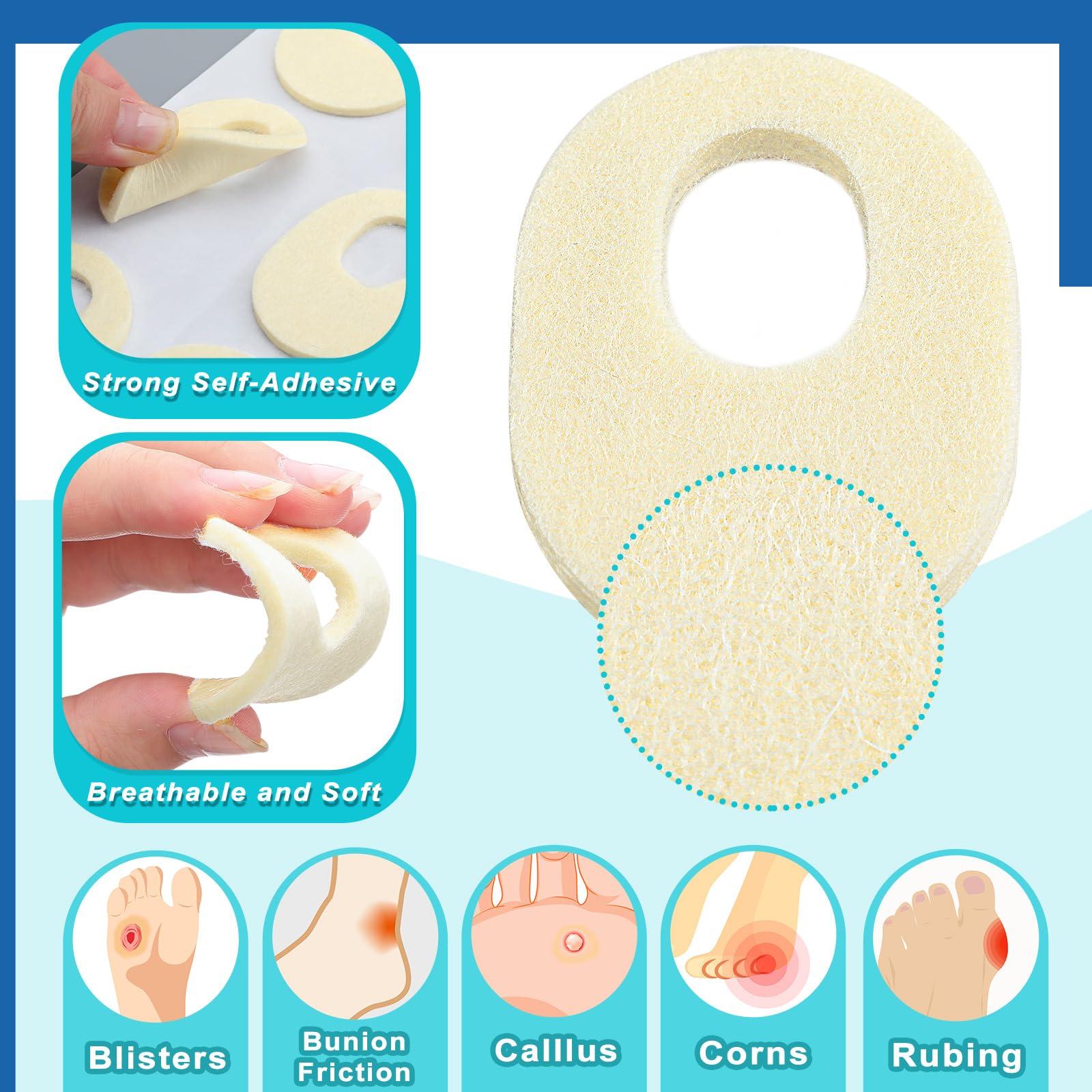 Nuanchu Nuanchu 72 Pcs Felt Callus Cushions Oval Shaped Callous Pads for Foot Adhesive Corn Cushions for Calluses Breathable Foot Pad for Bottom of Feet Pain Relief Men Women Foot Care, 1.7 x 2.2 Inch