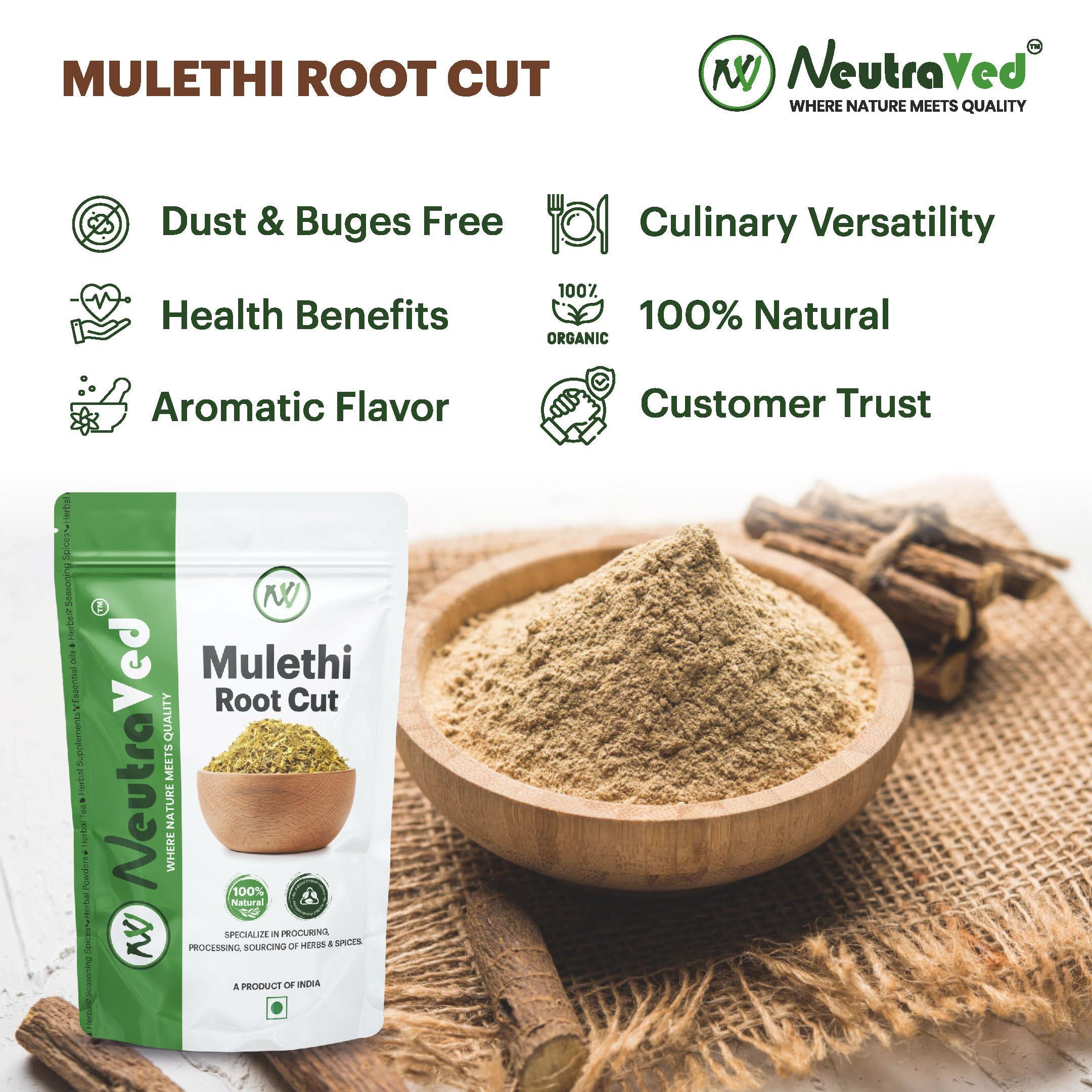 NeutraVed NeutraVed Mulethi Stick in Small Cut Size - 150 Gm | Mulethi Organic to Eat | Licorice Roots for Throat | Make Licorice Powder for Skin Care, Hair Care - 150g