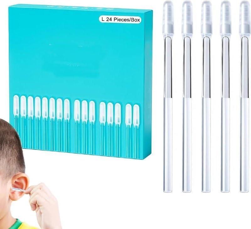 keskriva keskriva Earwax Removal Stick,Wax Remover for Ears Adhesive Ear Cleaner Tool, Catcher Kit Reusable Soft Silicone Cleaning Efficient Quick Way Remove (Pack of 24pcs