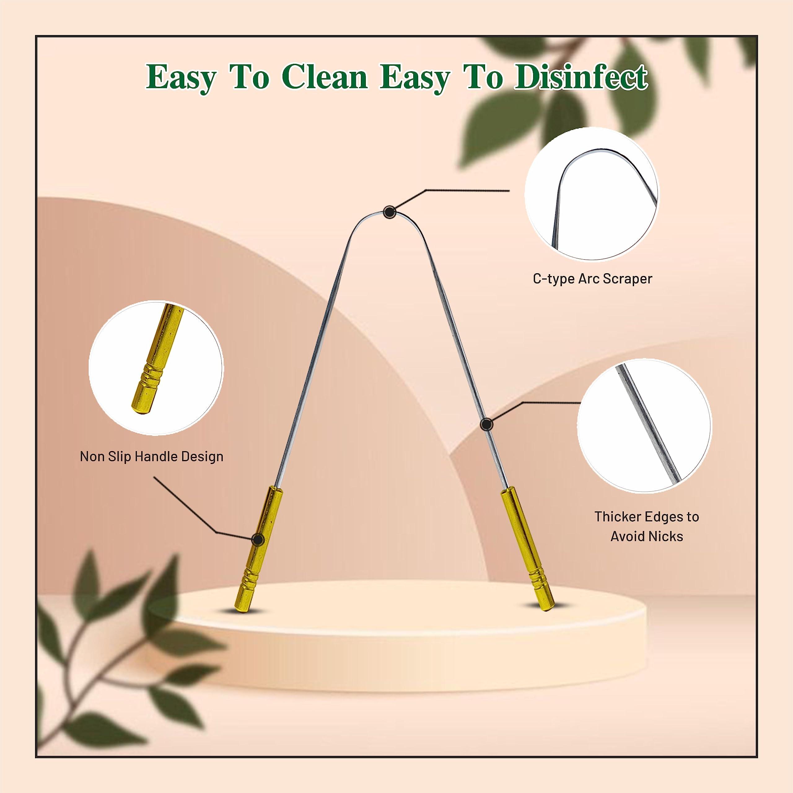 nurpi NURPI Tongue Scraper Medical Grade 100% Stainless Steel Tongue cleaner with brass handle for Oral Care & Bad Breath, Easy to Use for Adults for pc 5