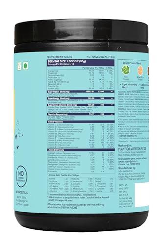 PLANTIGO Plantigo Kids Protein 14g, 11 Vitamins, 8 Minerals, Vegan Nutrition Supplement | Muscle, Bone Growth & Brain Health | Plant Based Protein Powder for Kids 10+ years | (Swiss Chocolate Flavor - 500g)