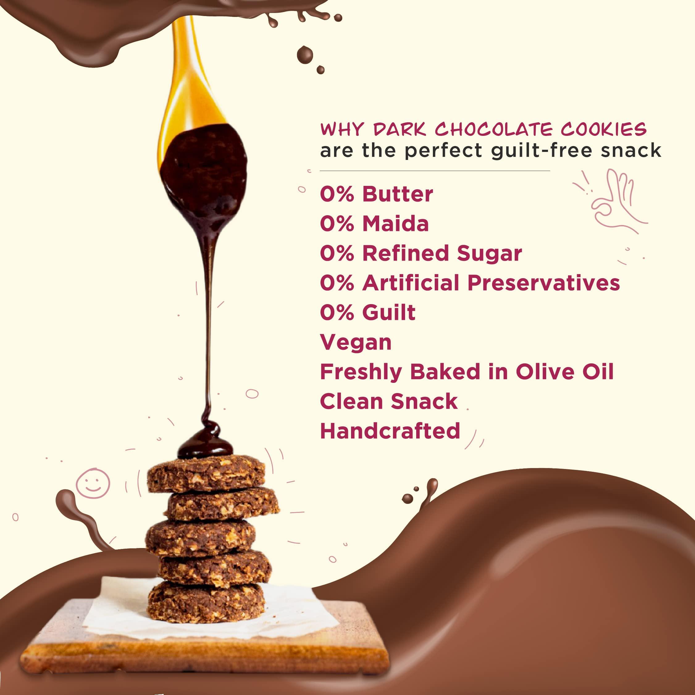 EVUM EVUM Dark Chocolate Cookies (500 gm) | Premium Handmade Vegan Cookies | Healthy & Tasty Snacks | Freshly Baked Guilt Free Chocolate Cookies | No Maida | No Refined Sugar | No Preservatives