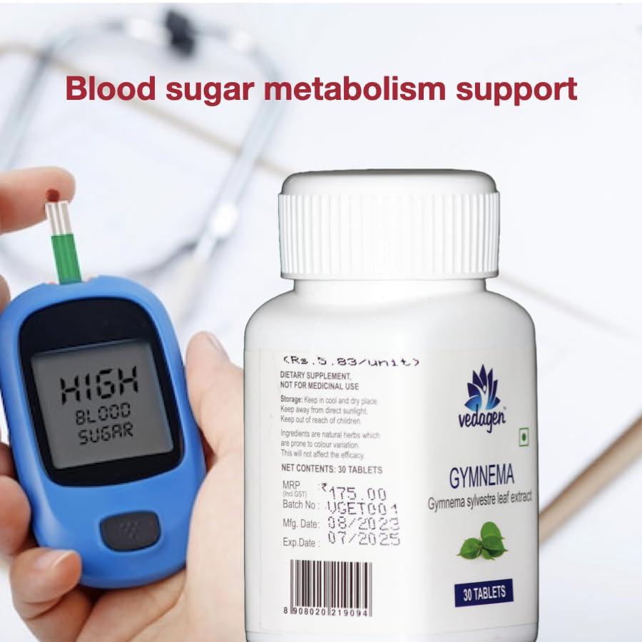 VEDAGEN Vedagen Gymnema Sylvestre Extract Supplement Tablets For Blood Sugar Metabolism Support For Men & Women 30 Nos (30\'s x 1)