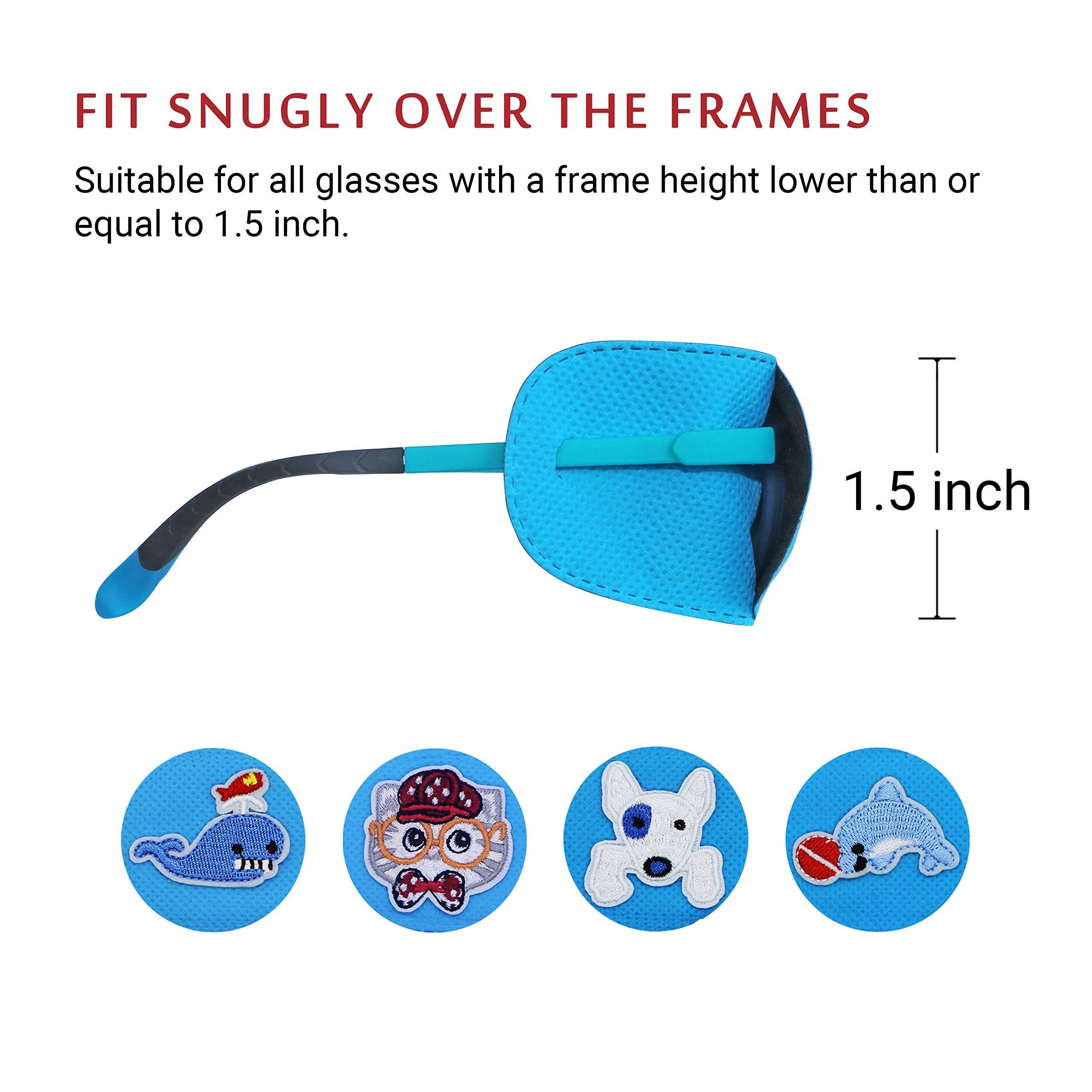 Astropic Astropic 4Pcs Eye Patches for Kids Girls Boys Eye Patch for Glasses Medical Patches for Adults Children with Lazy Eye Amblyopia Strabismus and After Eye Surgery (Right Eye, Blue)