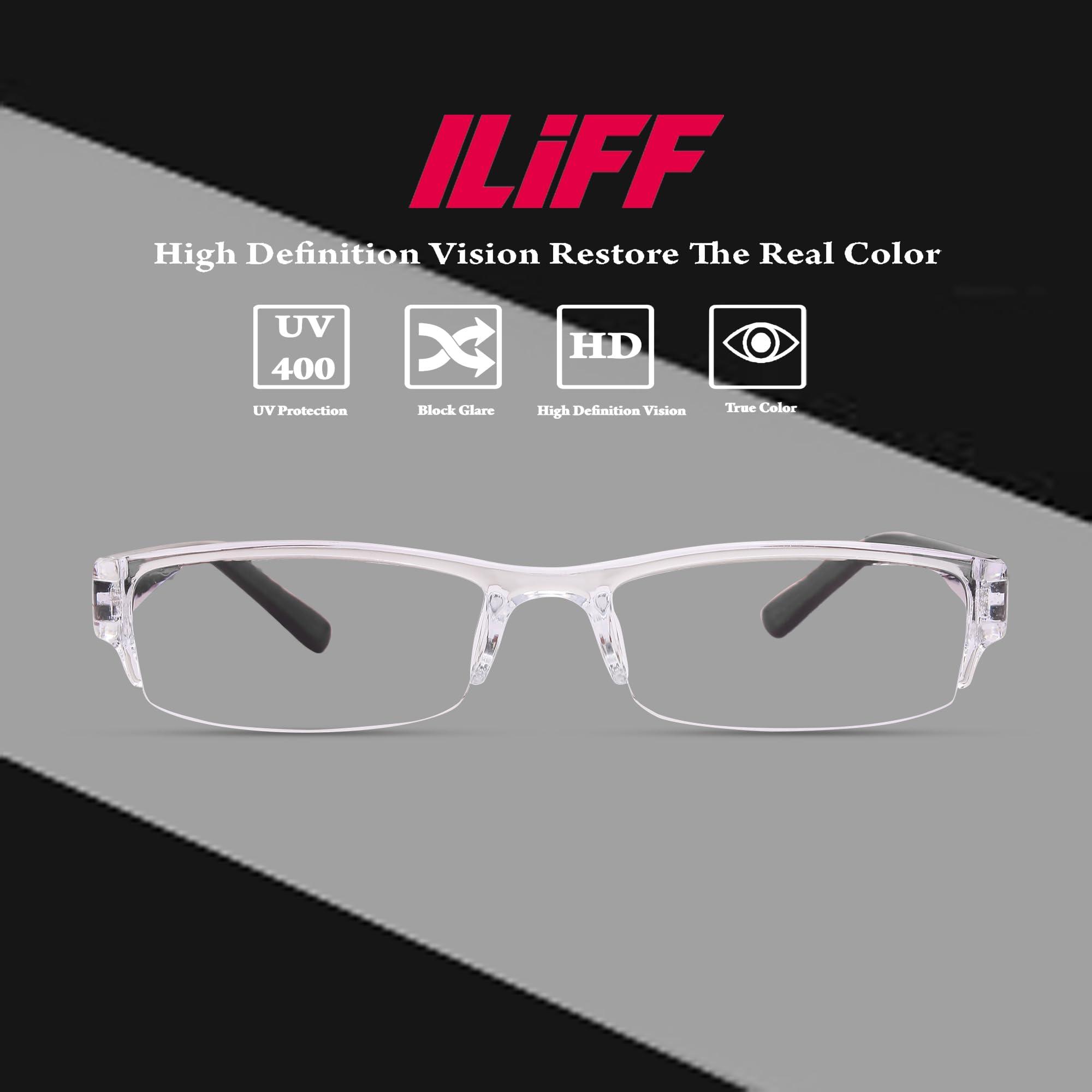 ILiFF ILiFF Compact Reading Glasses - Unisex TR90 Frame, Near Vision CR Lens, Anti-Glare Protection for Mobile, Books, and Laptops (+2.50)