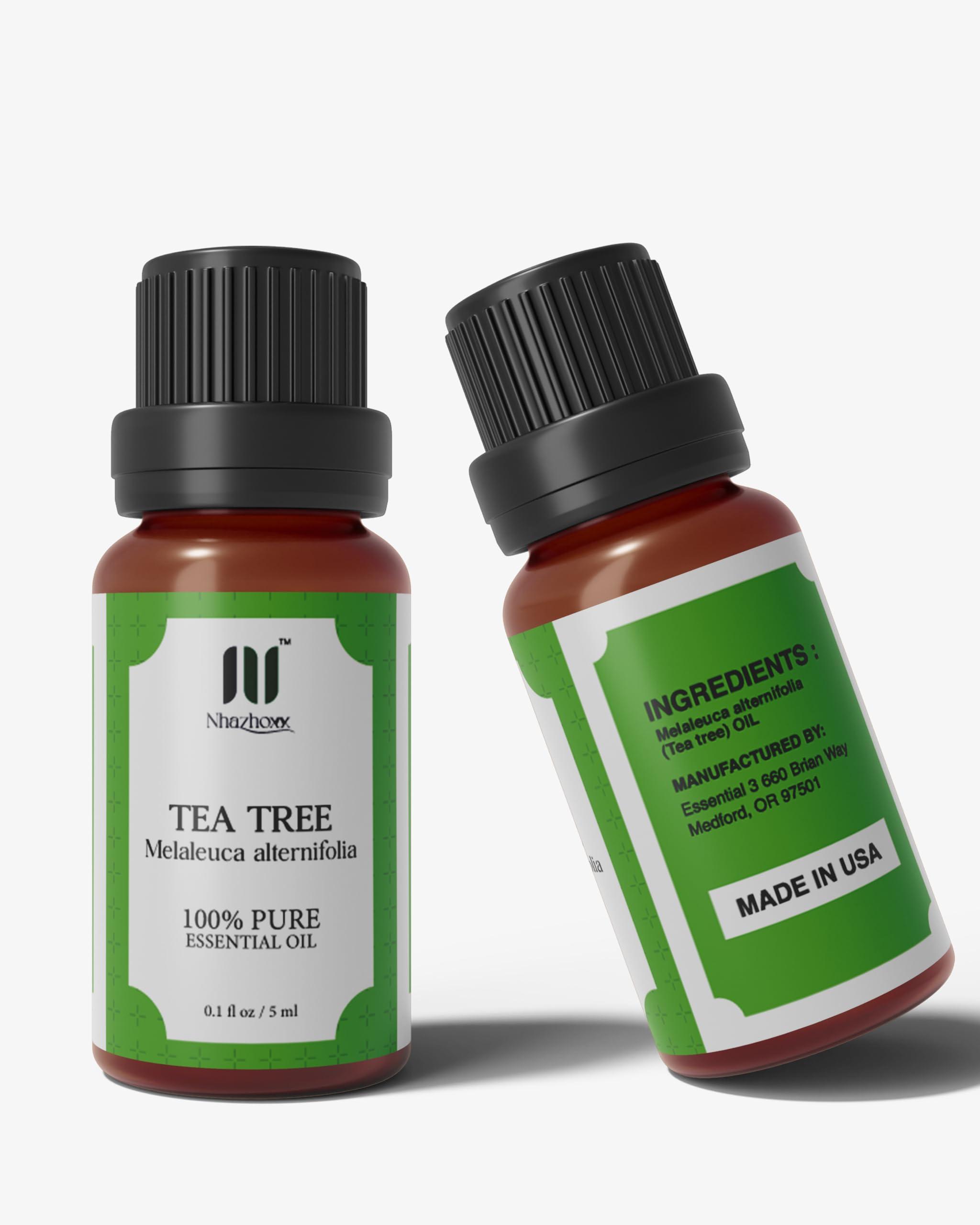 Nhazhoxx Tea Tree Essential Oil, 5 ml for Clear/Blemish Free Skin | Natural Essential Oil Therapeutic Grade for Acne
