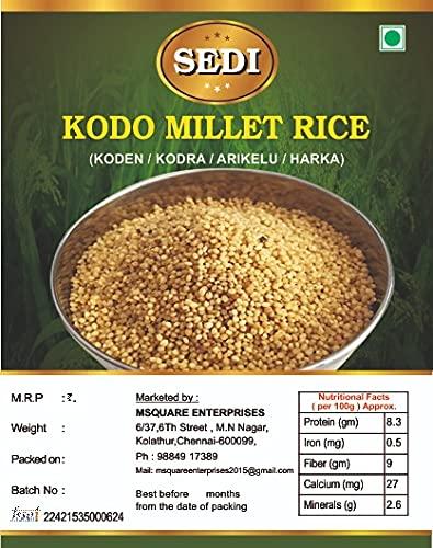 SEDI SEDI Kodo Millets Unpolished and Natural,Organic -1kg (Other Names of Kodo Millet Koden, Kodra, Varagu, Arikelu, Arika, Harka Koovaragu, Kodra,Kodra,Kodra,Kodo,Kodua) (1Kg)