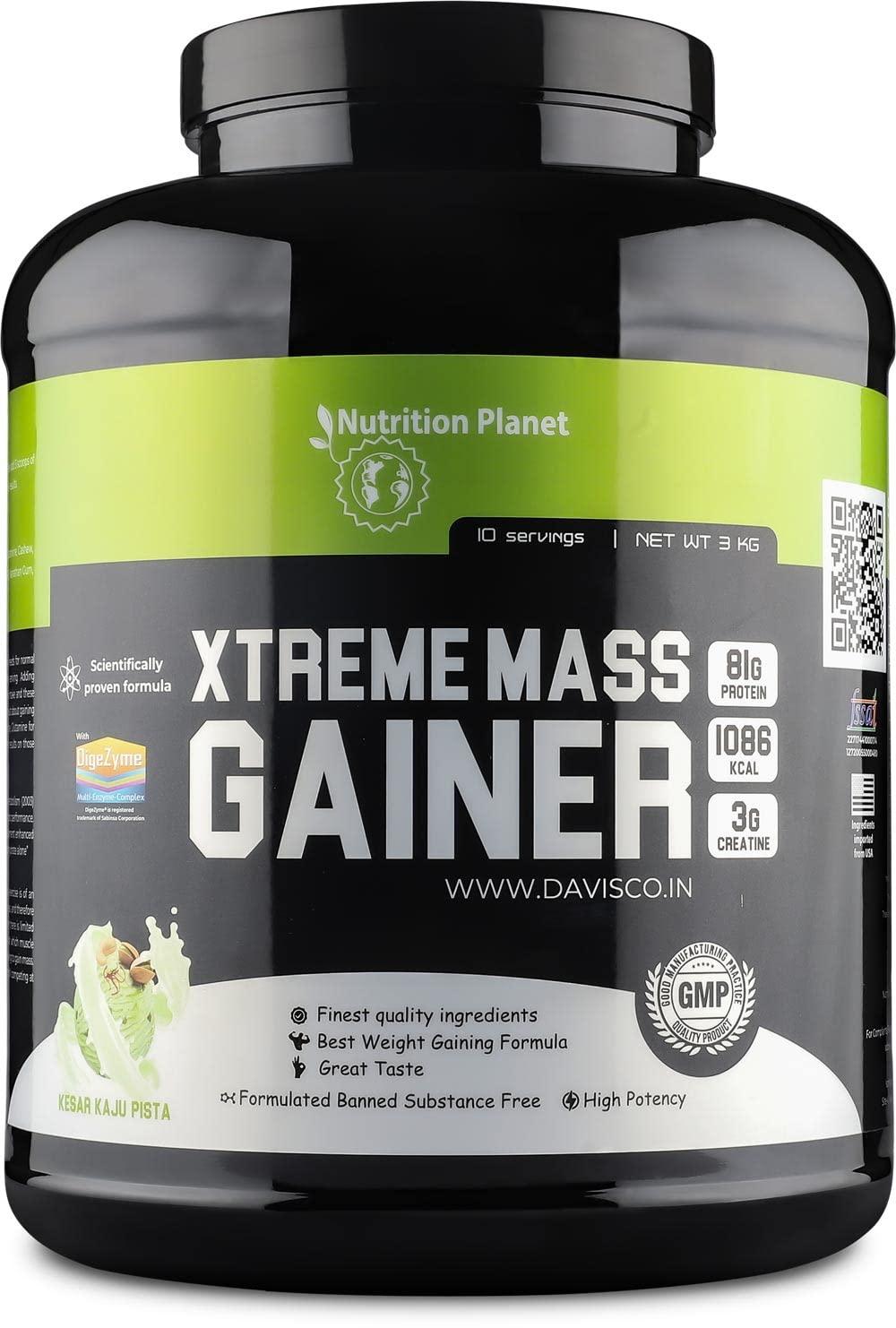 Nutrition Planet Nutrition Planet Xtreme Mass Gainer (With real Cashew, Pistachio & Saffron) for Post Workout Recovery (Kesar Kaju Pista - 3Kg, 10 Servings)