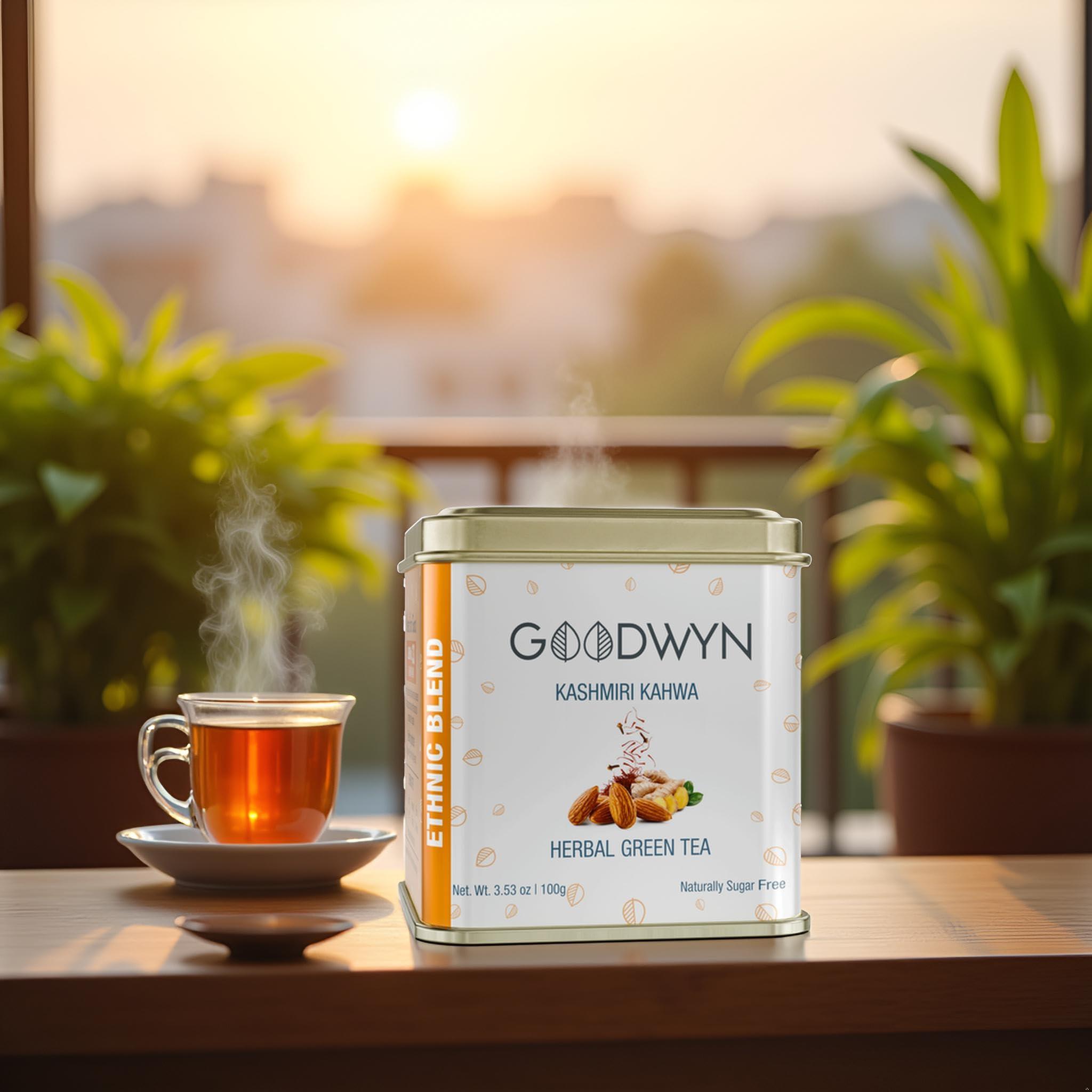 Goodwyn Goodwyn Kashmiri Kahwa Green Tea, A Supreme Blend of Green Tea and Indian Spices, 100 Grams
