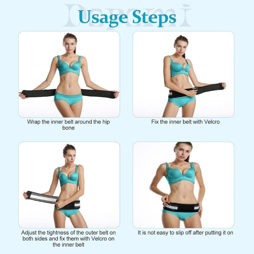 Generic Hip Belt - Instant Relief for Sciatica, Pelvic, Lower Back, Lumbar and Leg Pain | hip belt or Support for Women and Men | Anti-Slip Sciatic Nerve Brace, BLACK-WHITE Color|