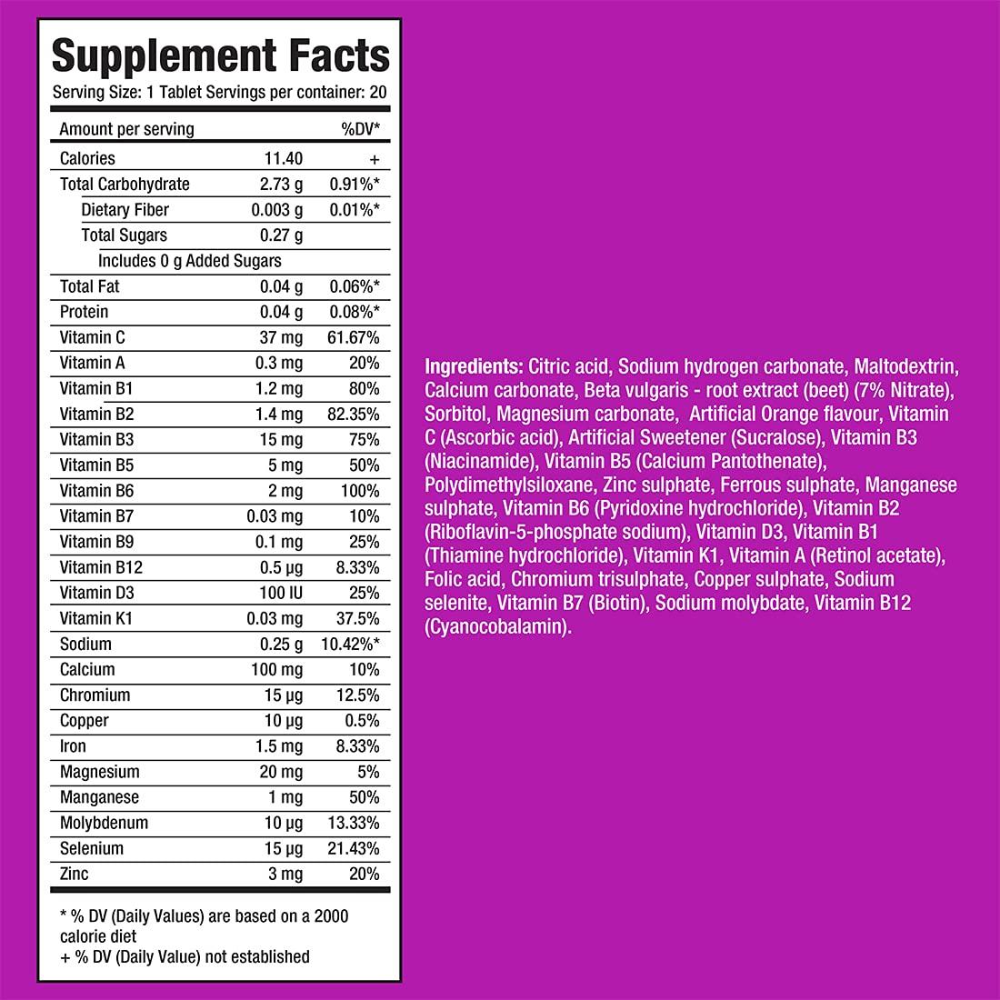 FAST&UP Fast&Up Vegan Plant Protein- Chocolate Flavor & Vitalize Mutivitamin Supplements- 20 Effervescent Tablets - Orange Flavor