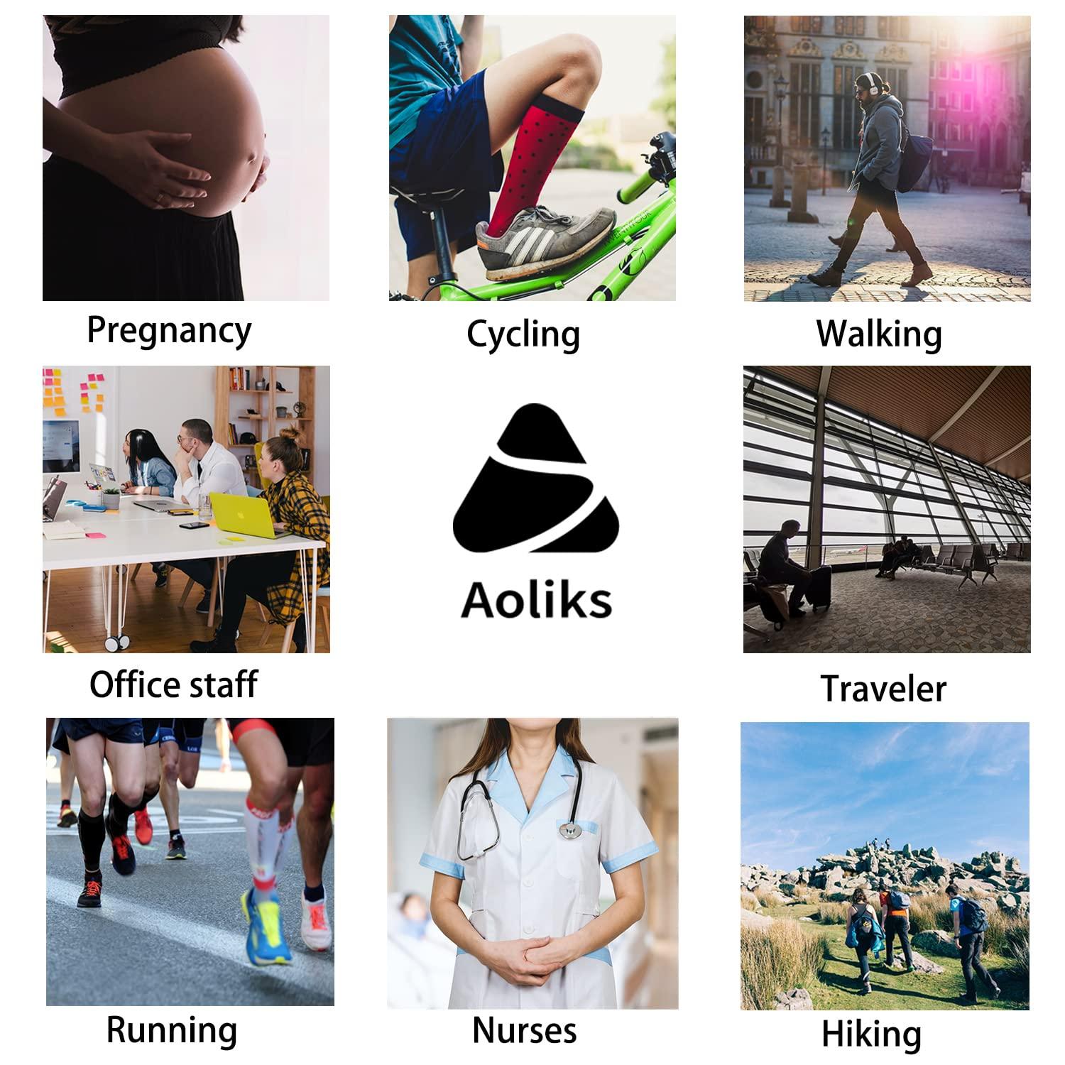 Aoliks Compression Socks for Women & Men Circulation (2021 New)- Best Support for Nurses, Running , Hiking, Travel, Pregnancy