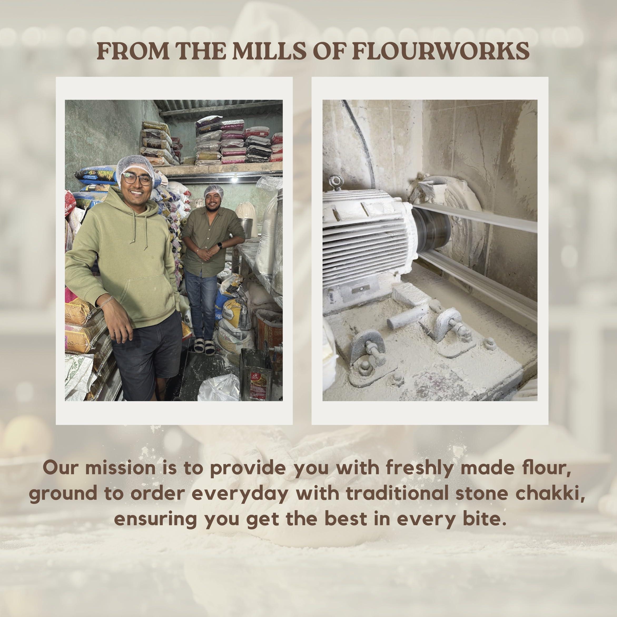 FLOUR WORKS FlourWorks Khapli Wheat Aata, 1kg | Meadow | Emmer Wheat Flour | Nutrient-Rich | High Fibre | Diabetic Friendly Atta | Stone Mill Ground Fresh Flour