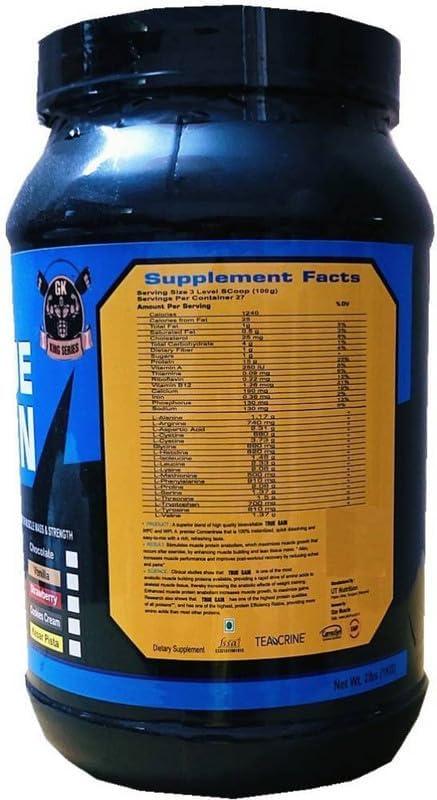 Generic GK KING SERIES True Gain Mass & Weight Gainer for Natural Gain for Pre & Post Workout, Enriched with Glutamine and BCAA (Kesar Kulfi, 1KG/2.2 LBs)