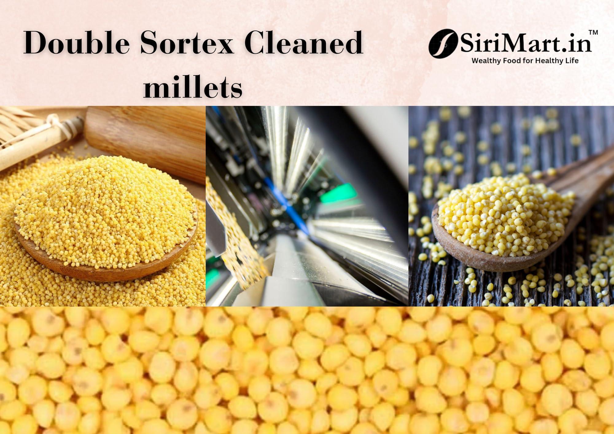 SiriMart SiriMart 500g Unpolished Combo Pack of 5, Proso, Foxtail, Kodo, Barnyard, and Little Millet [2.5kg Total], Natural Farm Produce, High Fibre Millets