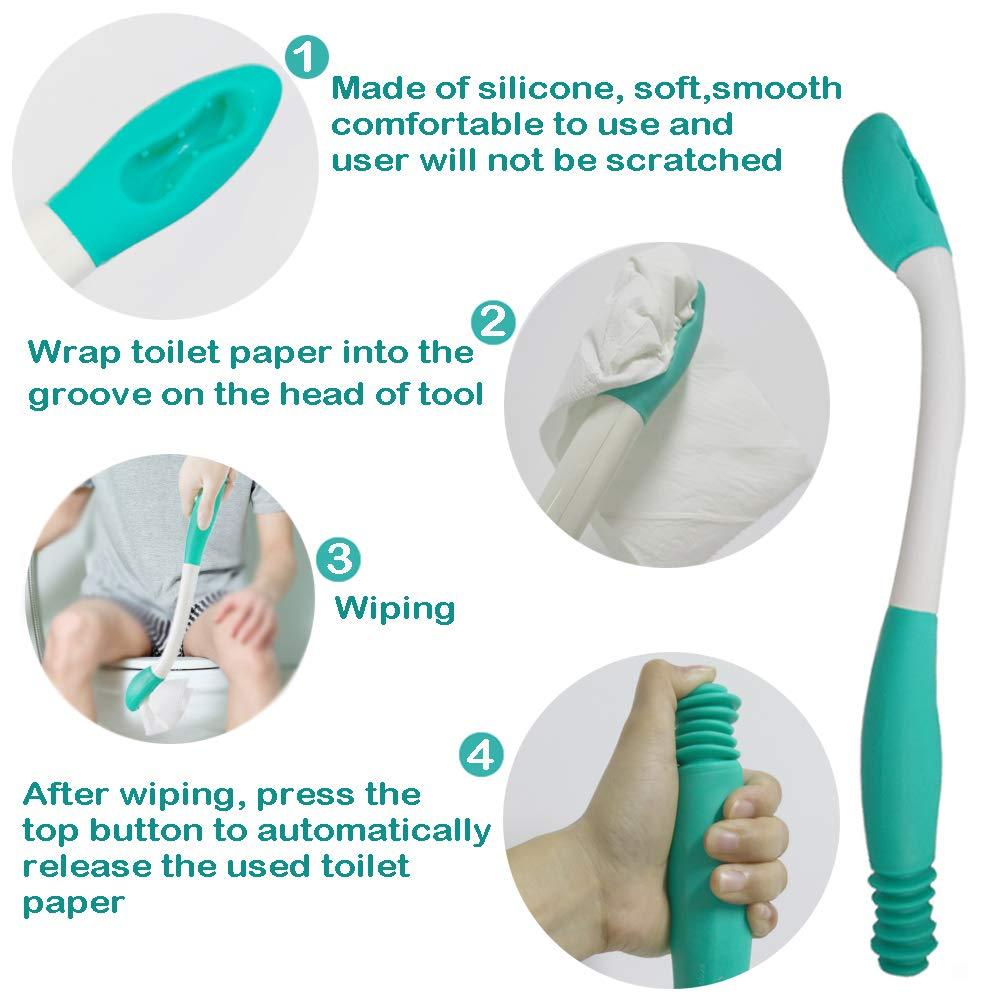amonfine Toilet Aid Wiper Self Assist Bathroom Bottom Butt Wipe Helper Wand Long Reach Comfort Wipe Tool Paper Tissue for Pregnant After Surgery Seniors Arm Handicap Bariatric