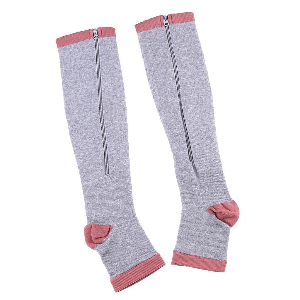 ATORSE ATORSE 1 Pair Womens Mens Compression Socks Zip Leg Support Stockings Gray Xxl